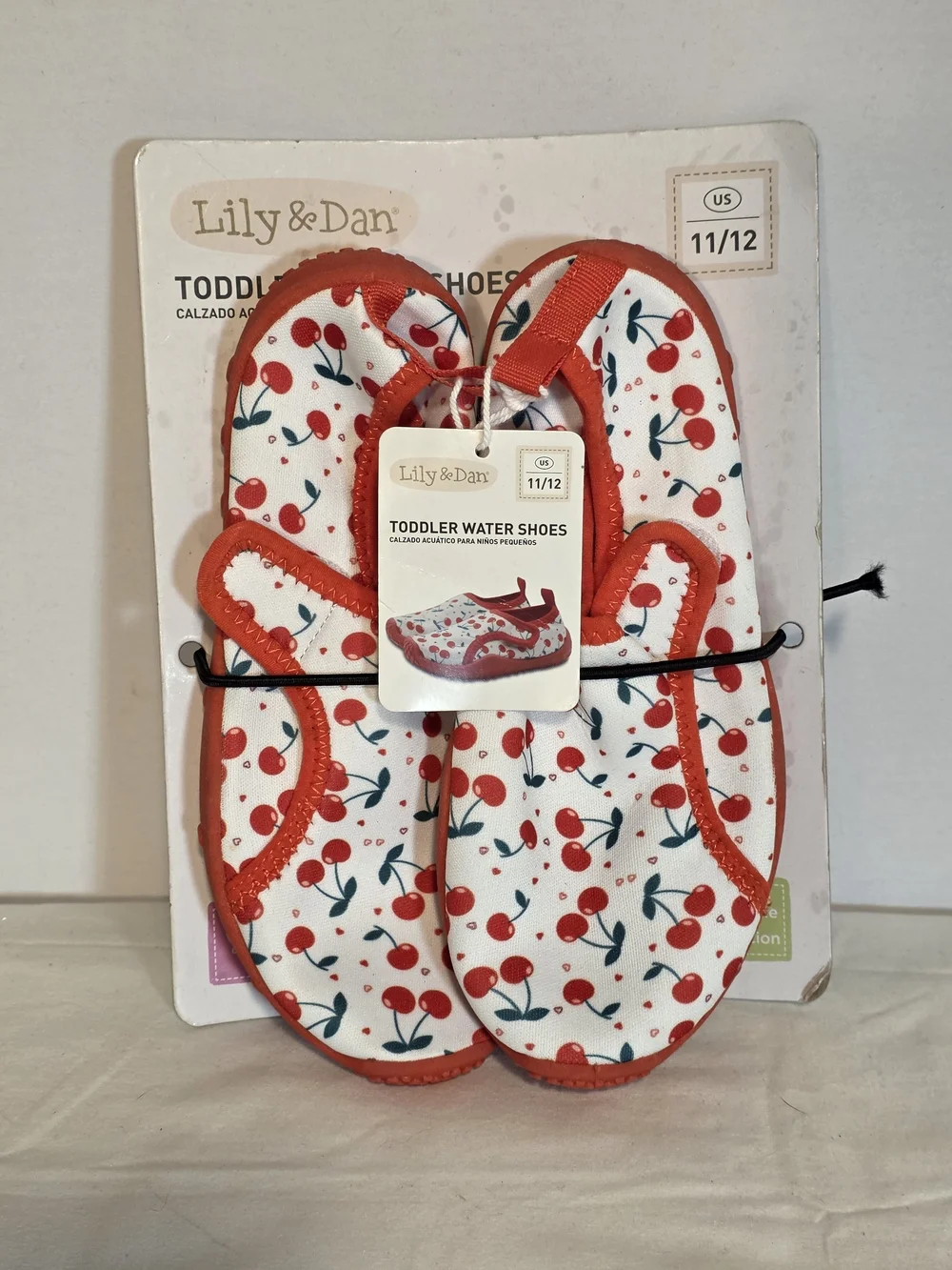 NWT Lily & Dan Girls Size 11/12 Red White Cherry Water Shoes Hook & Loop Close